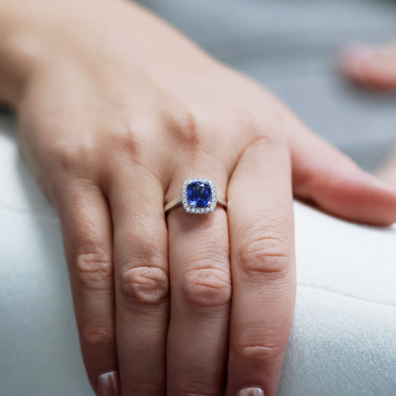 Berry's 18ct White Gold Sapphire And Diamond Halo Ring - Berry's Jewellers