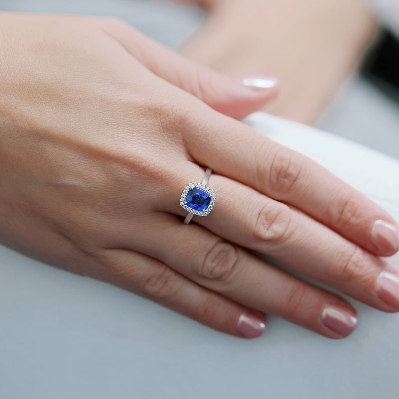 Berry's 18ct White Gold Sapphire And Diamond Halo Ring - Berry's Jewellers