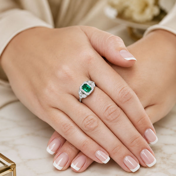 Berry's 18ct White Gold Emerald And Diamond Ring - Berry's Jewellers