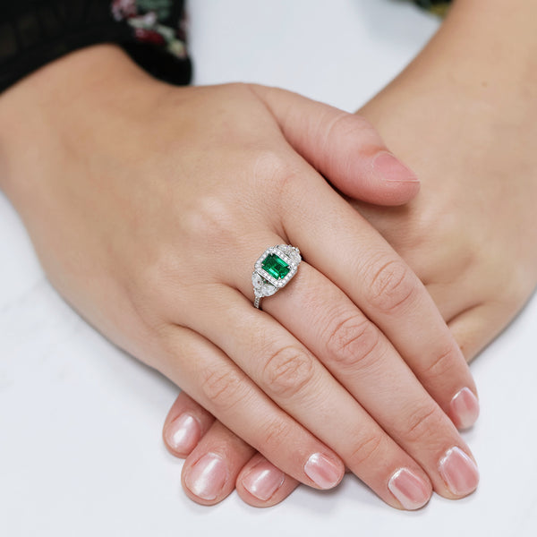 Berry's 18ct White Gold Emerald And Diamond Ring - Berry's Jewellers