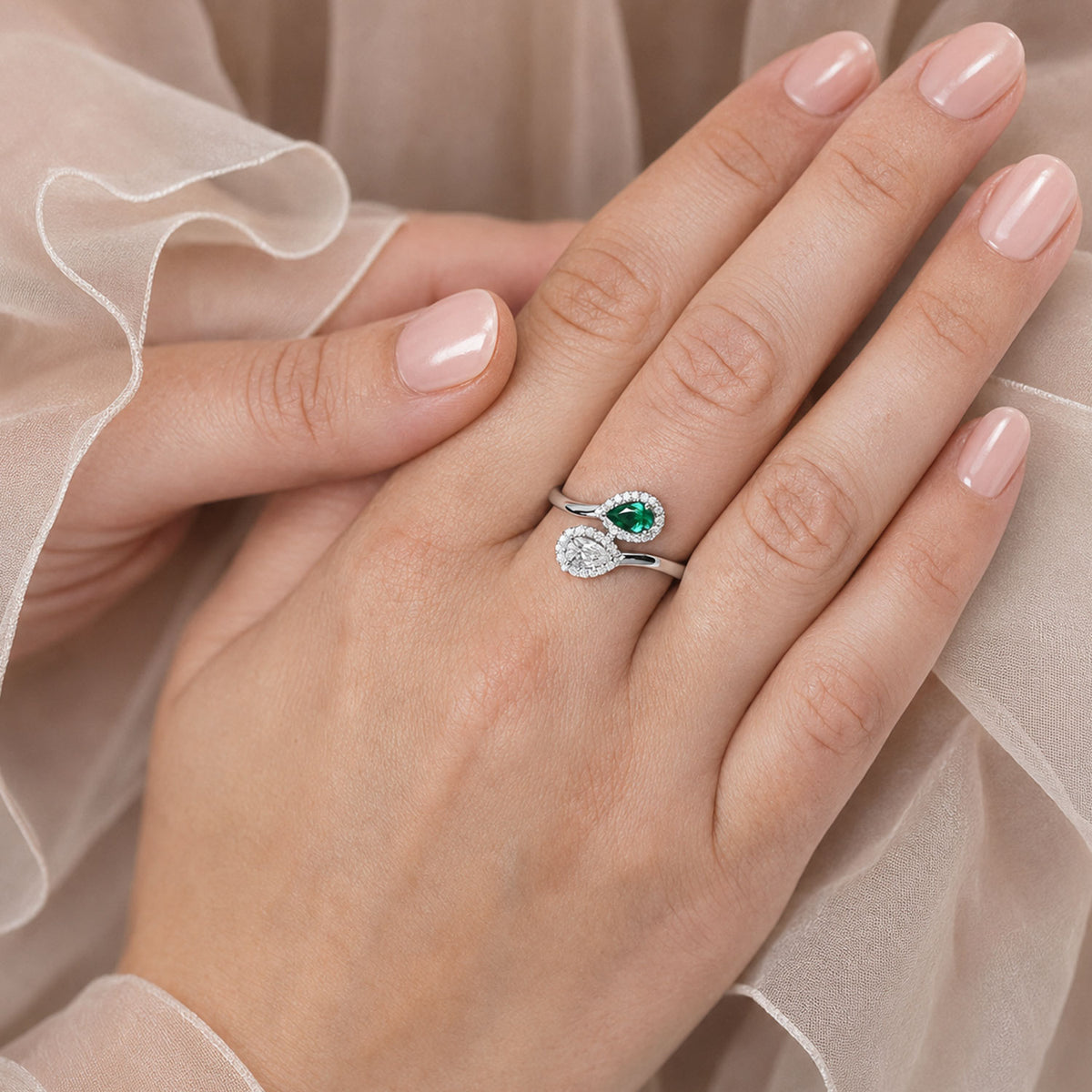 Berry's 18ct White Gold Toi et Moi Emerald And Diamond Two Stone Ring - Berry's Jewellers