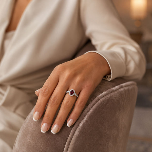 18ct White Gold Ruby And Diamond Ring