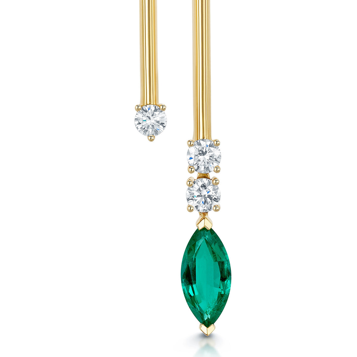 Berry's 18ct Yellow Gold Marquise Cut Emerald And Diamond Fancy Pendant - Berry's Jewellers