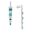 18ct White Gold Emerald And Diamond Graduated Drop Earrings