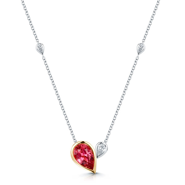 Berry's 18ct White & Rose Gold Pink Tourmaline & Diamond Pendant - Berry's Jewellers