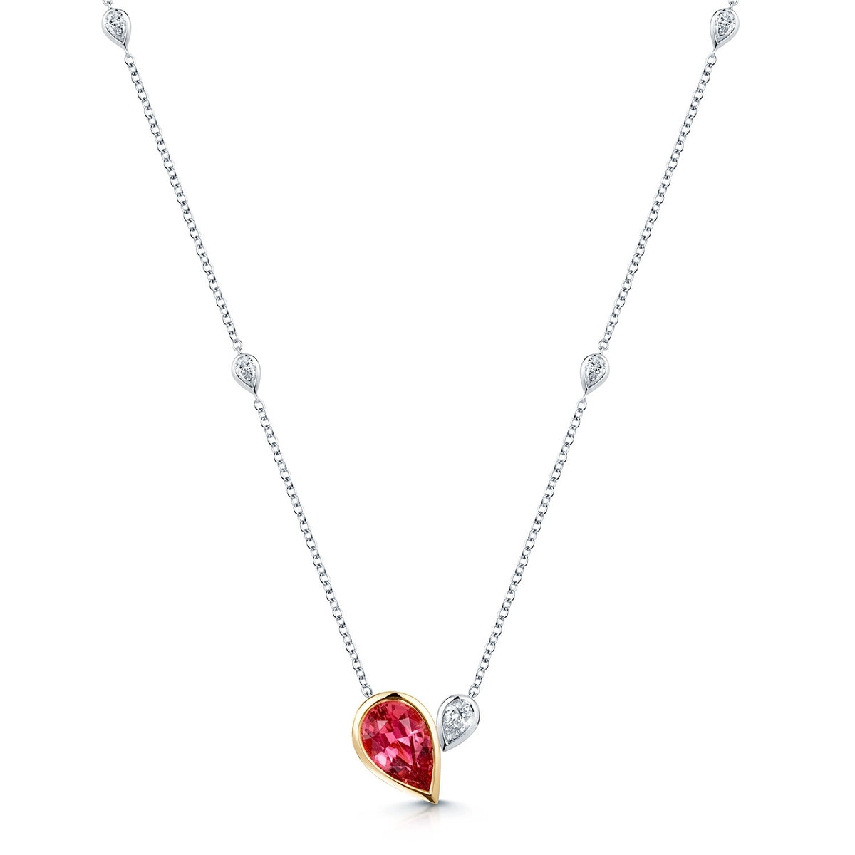 Berry's 18ct White & Rose Gold Pink Tourmaline & Diamond Pendant - Berry's Jewellers