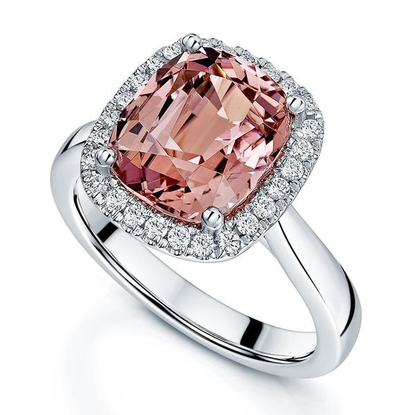 Berry's Platinum Pink Tourmaline And Diamond Halo Ring - Berry's Jewellers