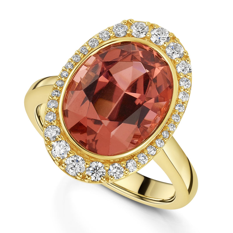 Berry's 18ct Yellow Gold Peach Tourmaline And Diamond Ring - Berry's Jewellers