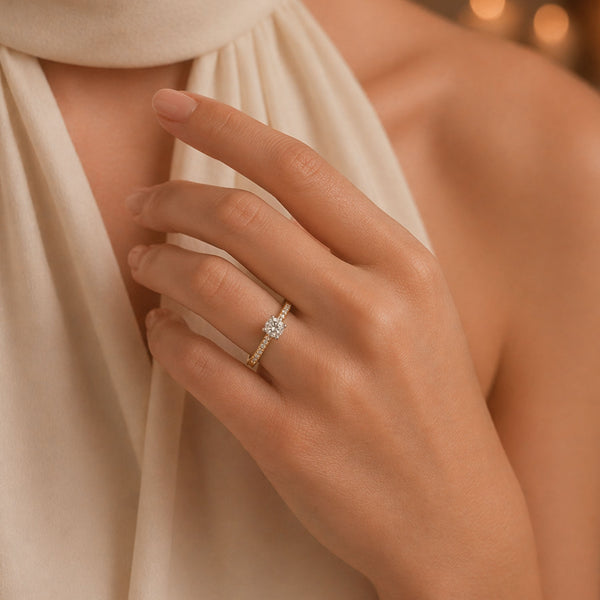 Berry's Simply Solitaire Collection 18ct Yellow Gold & Diamond Solitaire Engagement Ring With Diamond Shoulders GIA Certified 0