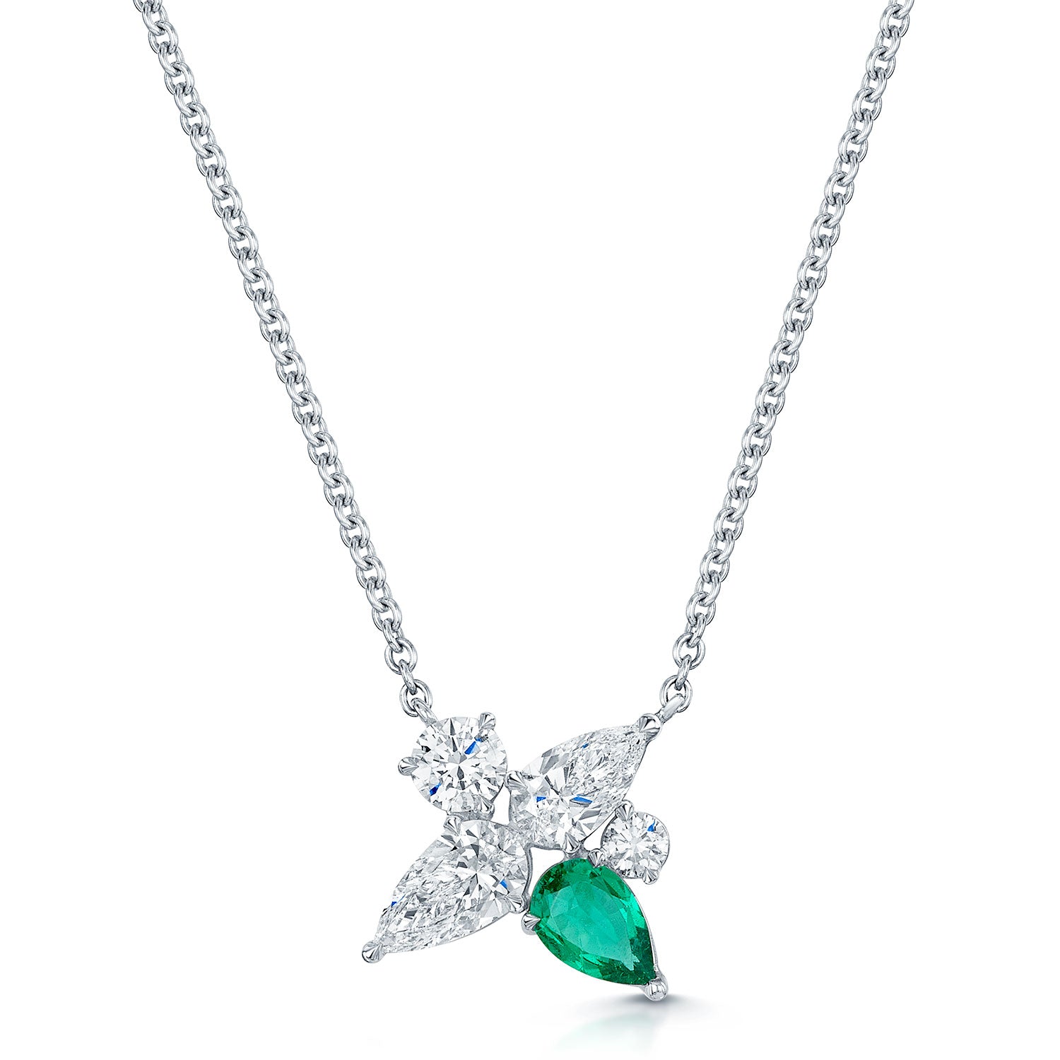 Berry's 18ct White Gold GIA Certificated Emerald And Diamond Pendant - Berry's Jewellers