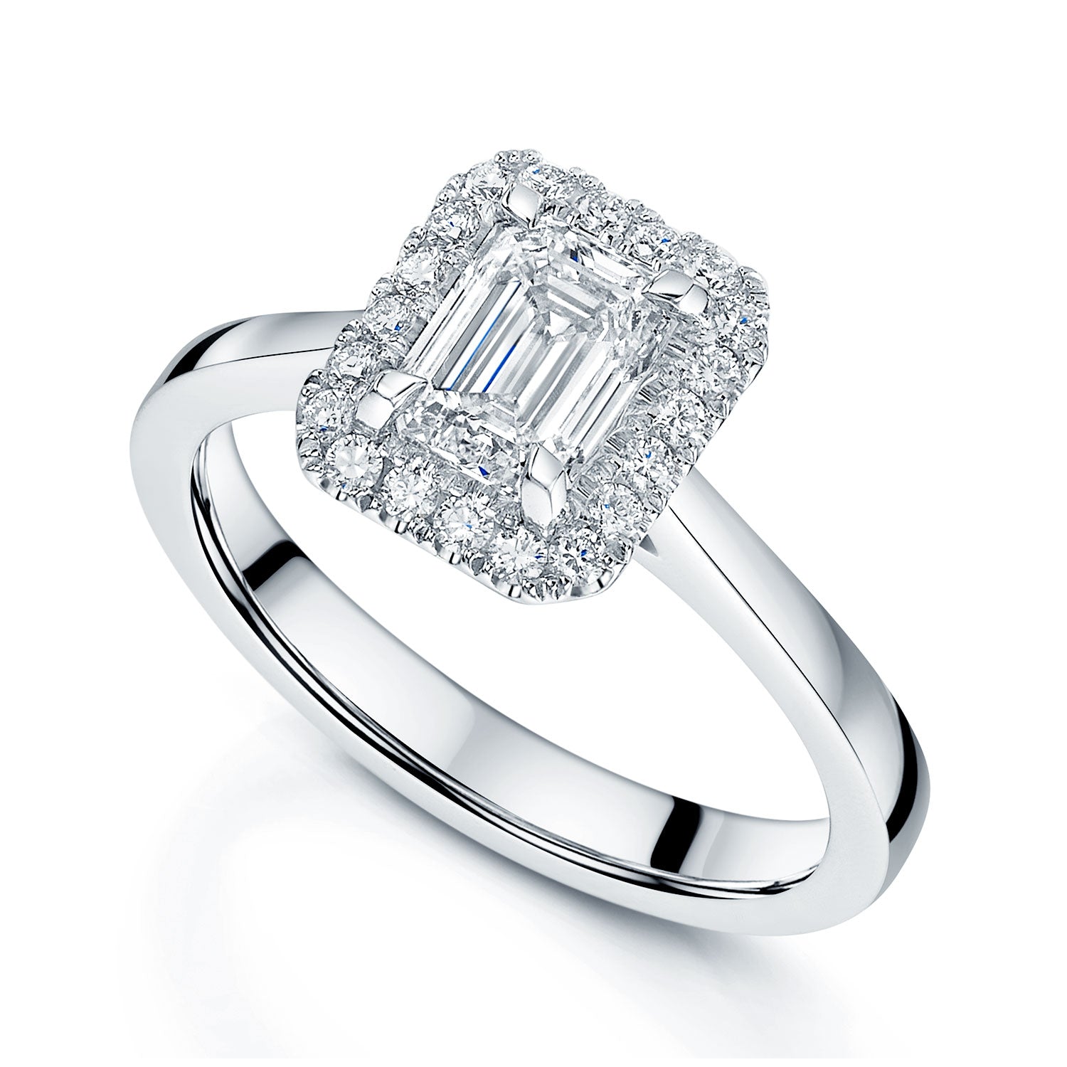 Berry's Platinum GIA Certificated Emerald Cut Diamond Halo Ring - Berry's Jewellers