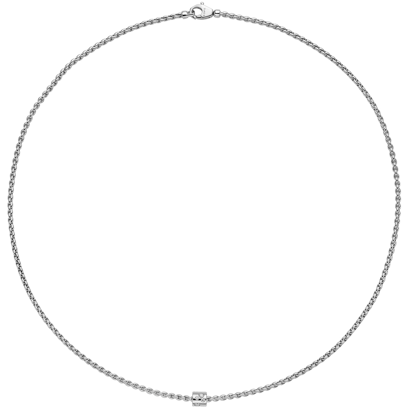 FOPE Aria 18ct White Gold Necklace With Diamond Set Rondel - Berry's Jewellers