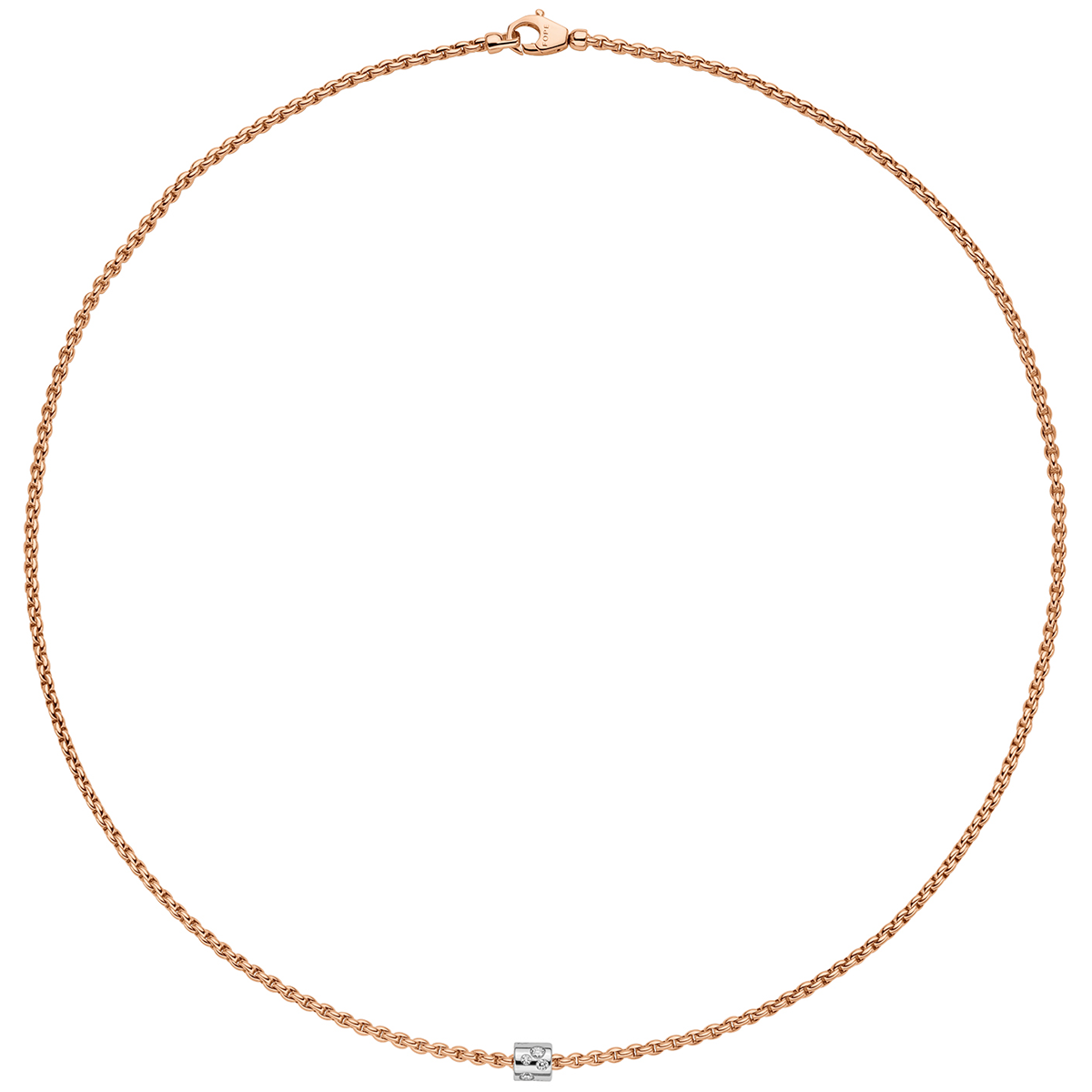 FOPE Aria 18ct Rose Gold Necklace With Diamond Set Rondel - Berry's Jewellers