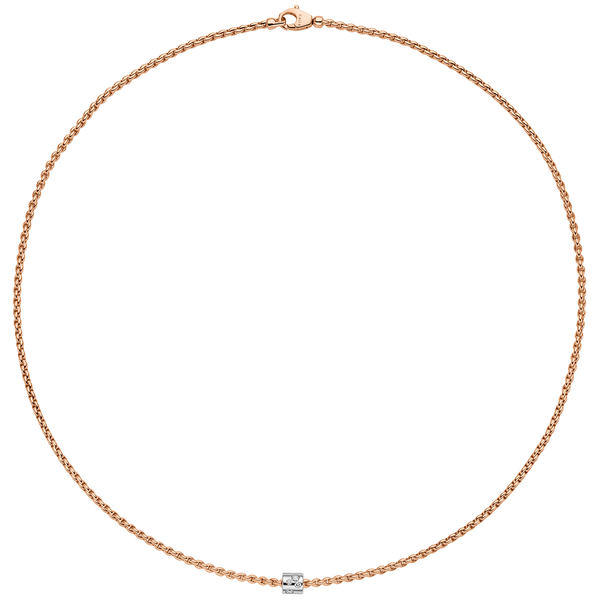 FOPE Aria 18ct Rose Gold Necklace With Diamond Set Rondel - Berry's Jewellers