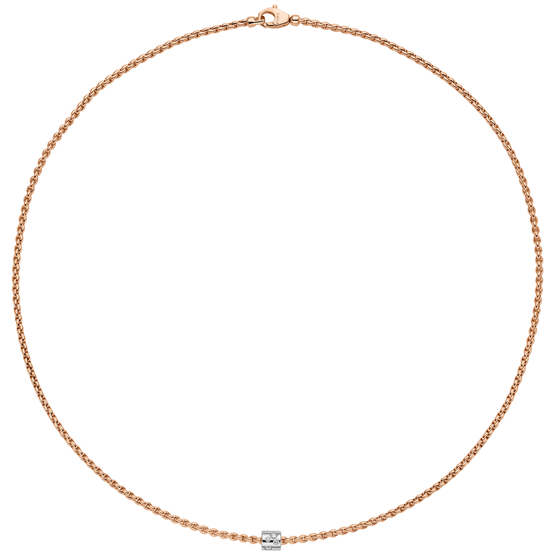 FOPE Aria 18ct Rose Gold Necklace With Diamond Set Rondel - Berry's Jewellers