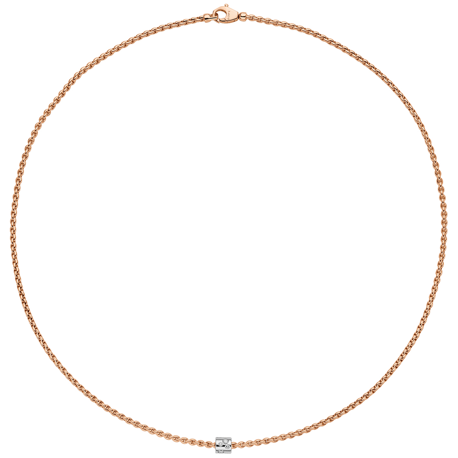 Aria 18ct Rose Gold Necklace With Diamond Set Rondel