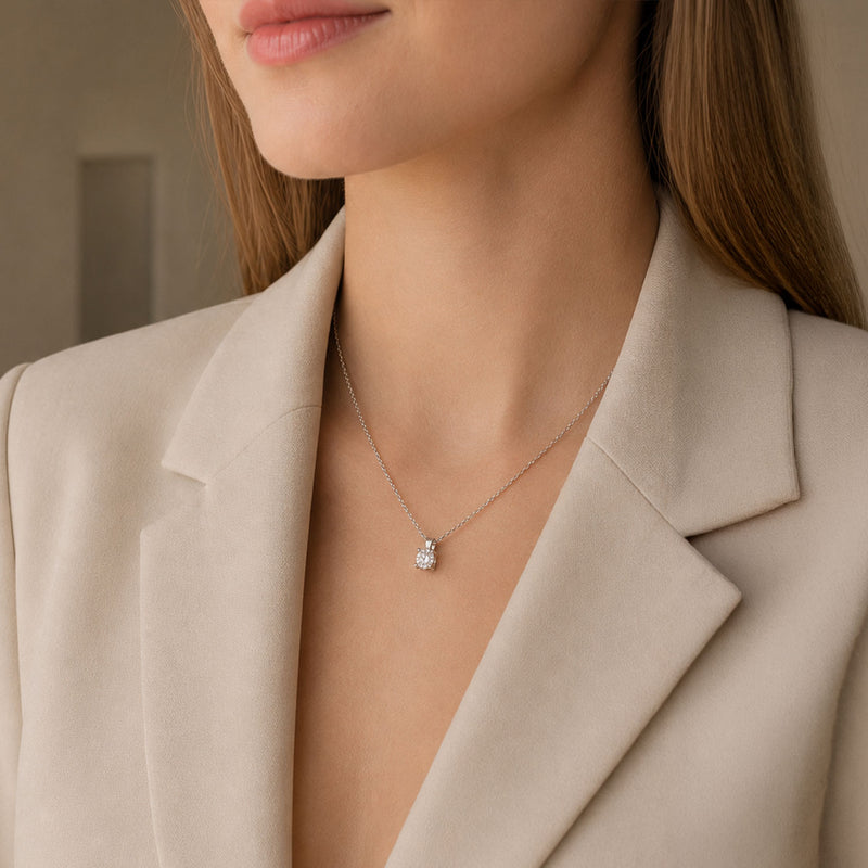 Platinum Round Brilliant Cut Diamond Single Stone Pendant