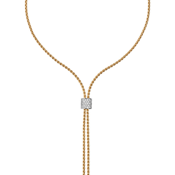 FOPE Aria 18ct Yellow Gold Slider Necklace with Pavé Diamonds - Berry's Jewellers