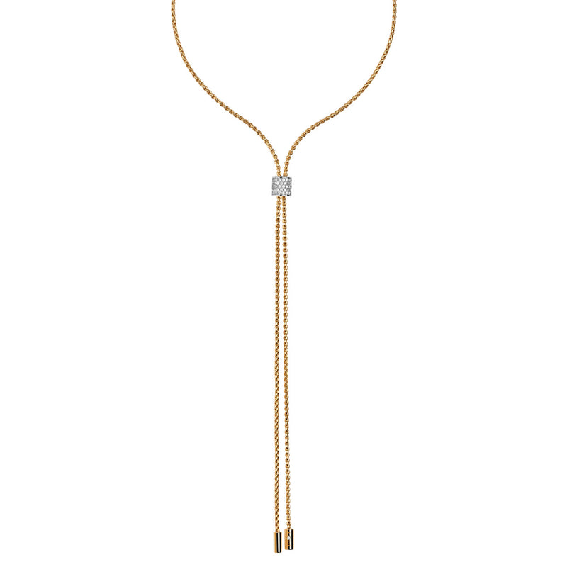 FOPE Aria 18ct Yellow Gold Slider Necklace with Pavé Diamonds - Berry's Jewellers