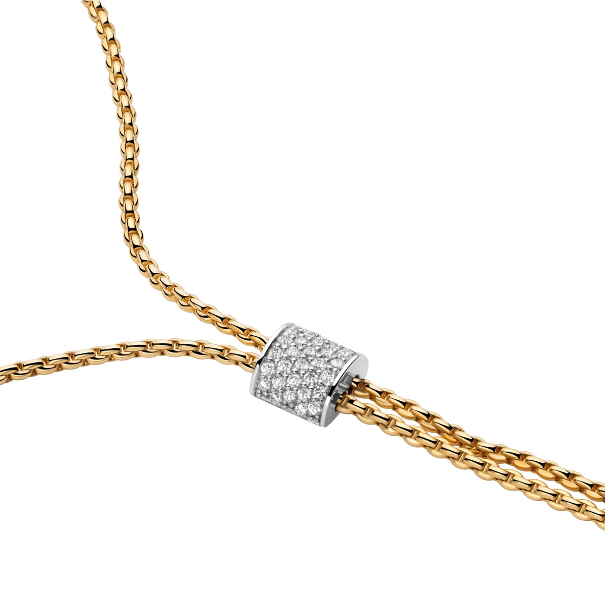 FOPE Aria 18ct Yellow Gold Slider Necklace with Pavé Diamonds - Berry's Jewellers