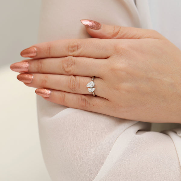 Platinum Toi Et Moi Pear Cut Diamond Two Stone Ring