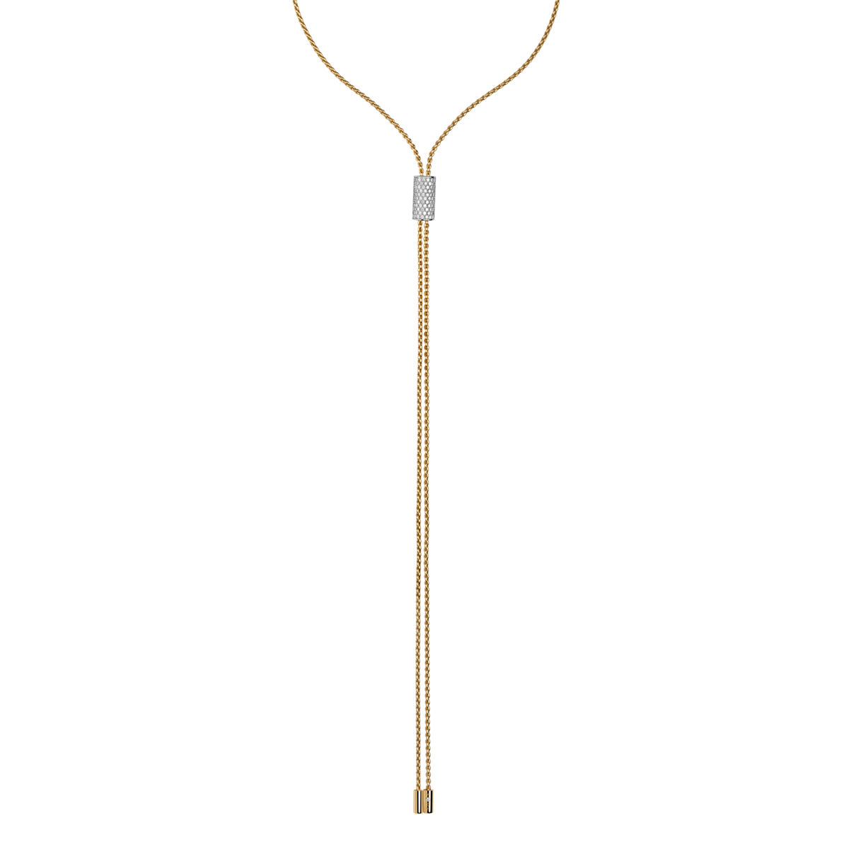 Aria 18ct Yellow Gold Pavé Set Diamond Slider Necklace