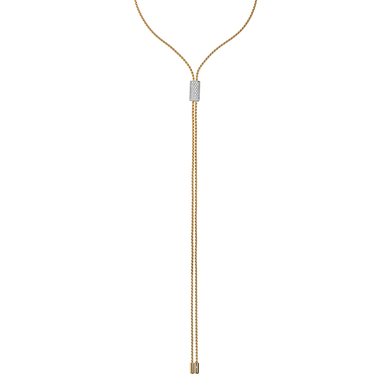 Aria 18ct Yellow Gold Pavé Set Diamond Slider Necklace