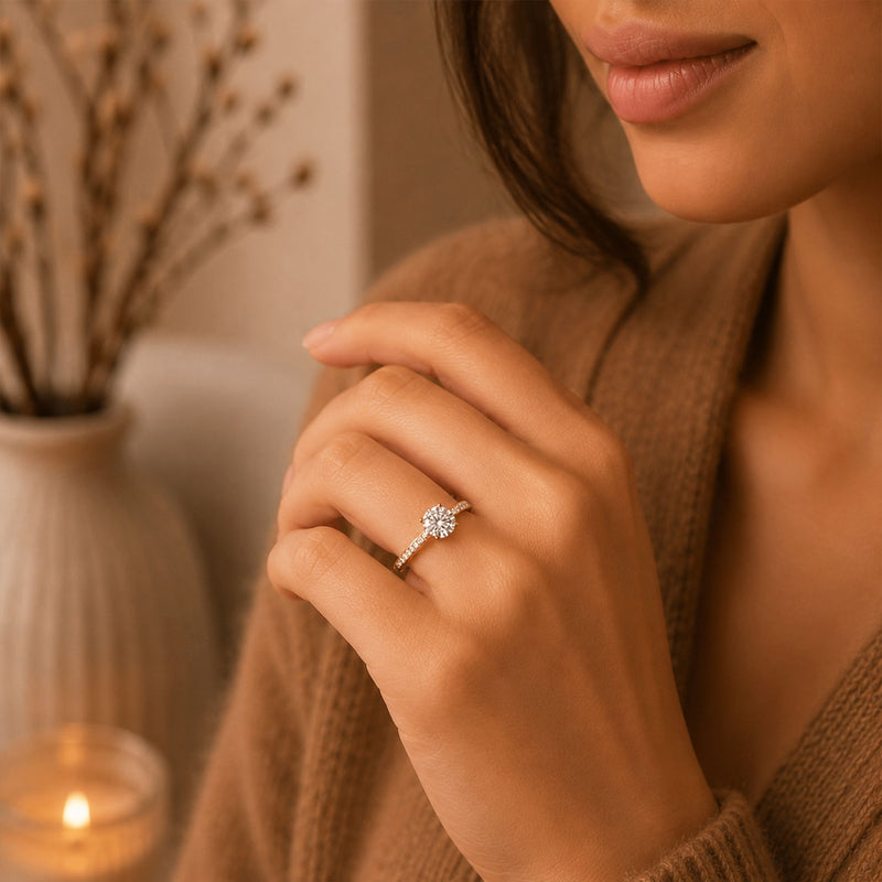 Simply Solitaire Collection 18ct Yellow Gold Diamond Solitaire Engagement Ring With Diamond Shoulders GIA Certified 1.00 Carat