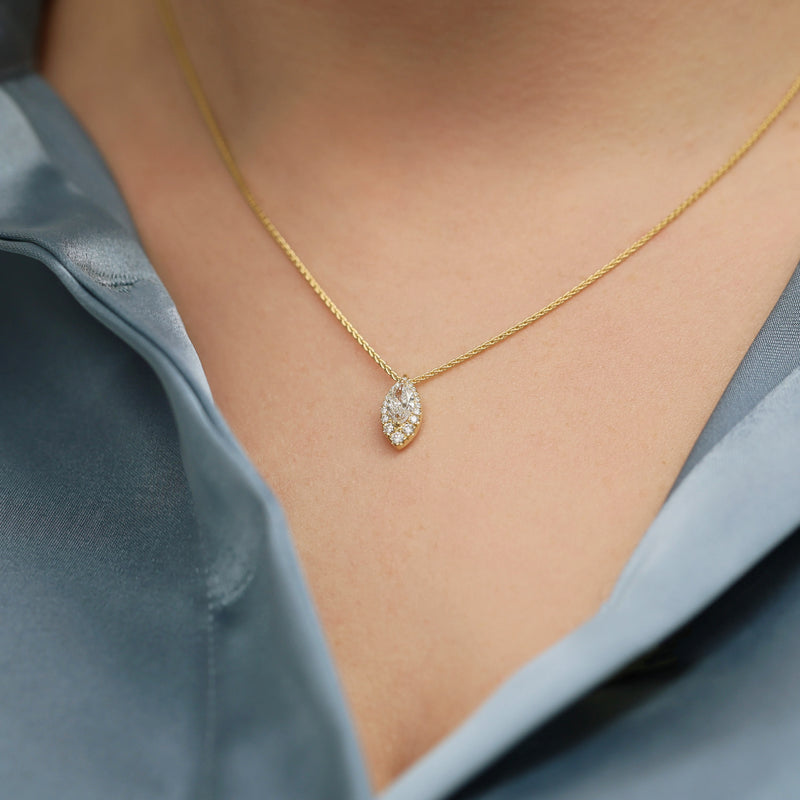 Berry's 18ct Yellow Gold Marquise Cut Diamond Halo Pendant - Berry's Jewellers
