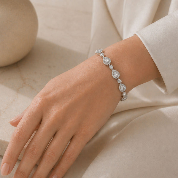 Berry's 18ct White Gold Pear Cut Halo Diamond Bracelet - Berry's Jewellers