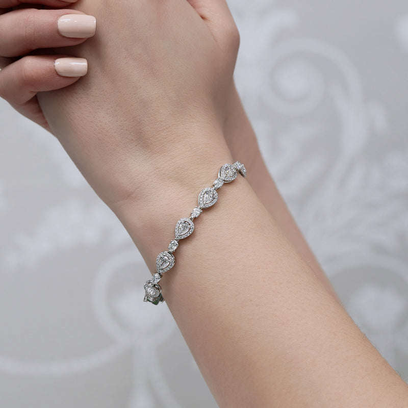 Berry's 18ct White Gold Pear Cut Halo Diamond Bracelet - Berry's Jewellers