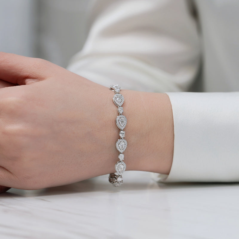 Berry's 18ct White Gold Pear Cut Halo Diamond Bracelet - Berry's Jewellers