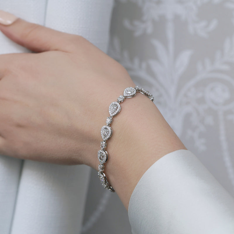 Berry's 18ct White Gold Pear Cut Halo Diamond Bracelet - Berry's Jewellers