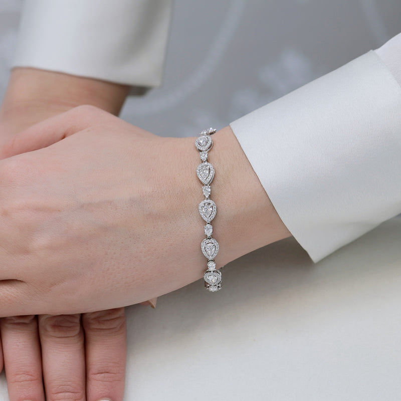Berry's 18ct White Gold Pear Cut Halo Diamond Bracelet - Berry's Jewellers