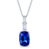 Berry's 18ct White Gold Cushion Cut Tanzanite And Baguette Cut Diamond Drop Pendant - Berry's Jewellers
