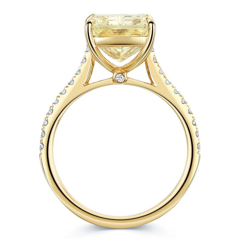 Berry's 18ct Yellow Gold Radiant Cut Yellow Diamond Ring With Diamond Set Shoulders - Berry's Jewellers