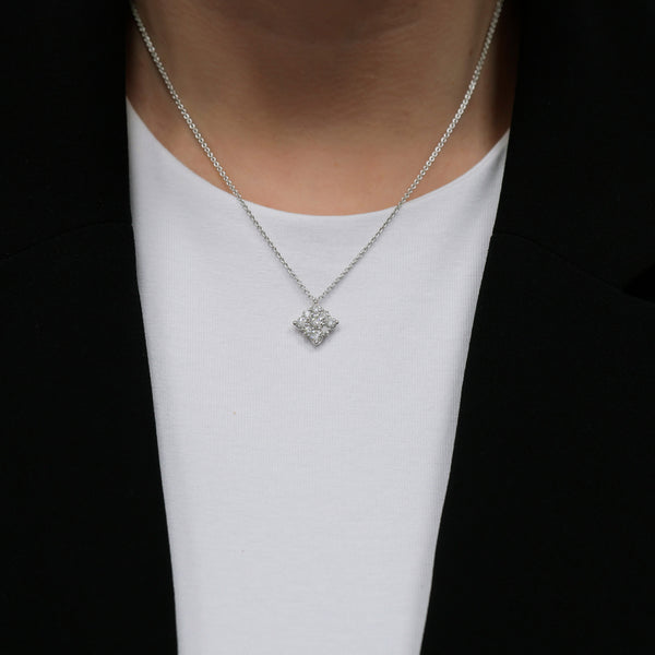 Berry's 18ct White Gold Round Brilliant Cut Diamond Flower Cluster Pendant - Berry's Jewellers