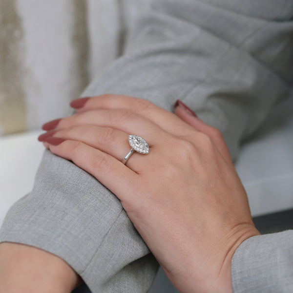 Berry's Platinum Marquise Cut Diamond Halo Ring - Berry's Jewellers