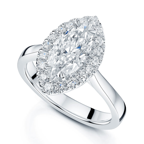 Berry's Platinum Marquise Cut Diamond Halo Ring - Berry's Jewellers