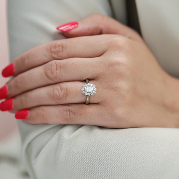 Berry's Platinum Oval Cut Diamond Cluster Dress Ring - Berry's Jewellers