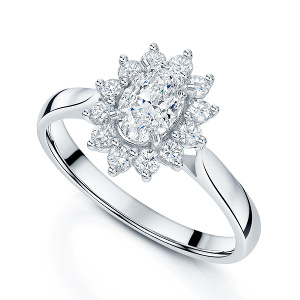 Berry's Platinum Oval Cut Diamond Cluster Dress Ring - Berry's Jewellers