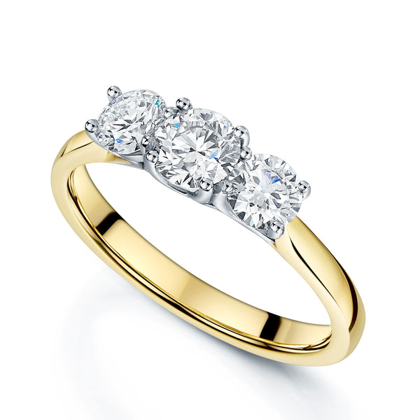 Berry's 18ct Yellow Gold GIA Certificated Round Brilliant Cut Diamond Three Stone Ring - Berry's Jewellers