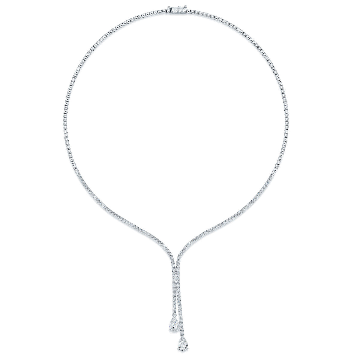 Berry's 18ct White Gold Pear Cut And Round Brilliant Cut Diamond Drop Collarette - Berry's Jewellers