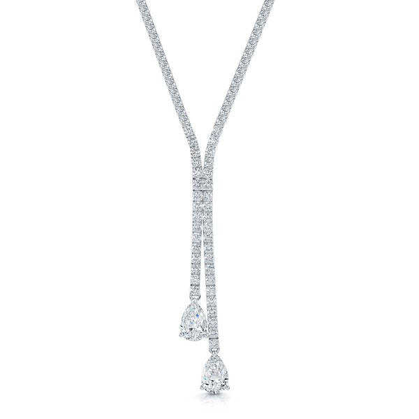 Berry's 18ct White Gold Pear Cut And Round Brilliant Cut Diamond Drop Collarette - Berry's Jewellers