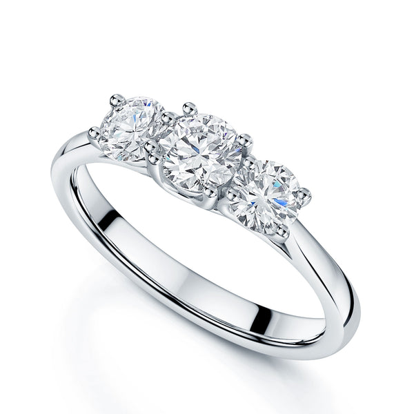 Berry's Platinum GIA Certificated Round Brilliant Cut Diamond Three Stone Ring - Berry's Jewellers