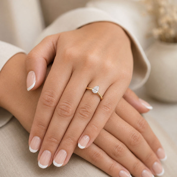 18ct Yellow Gold Pear Cut Diamond Engagement Ring