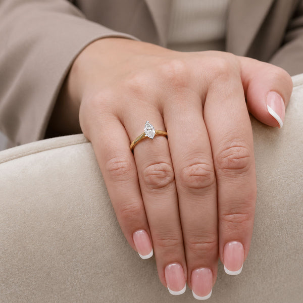 18ct Yellow Gold Marquise Cut Diamond Engagement Ring