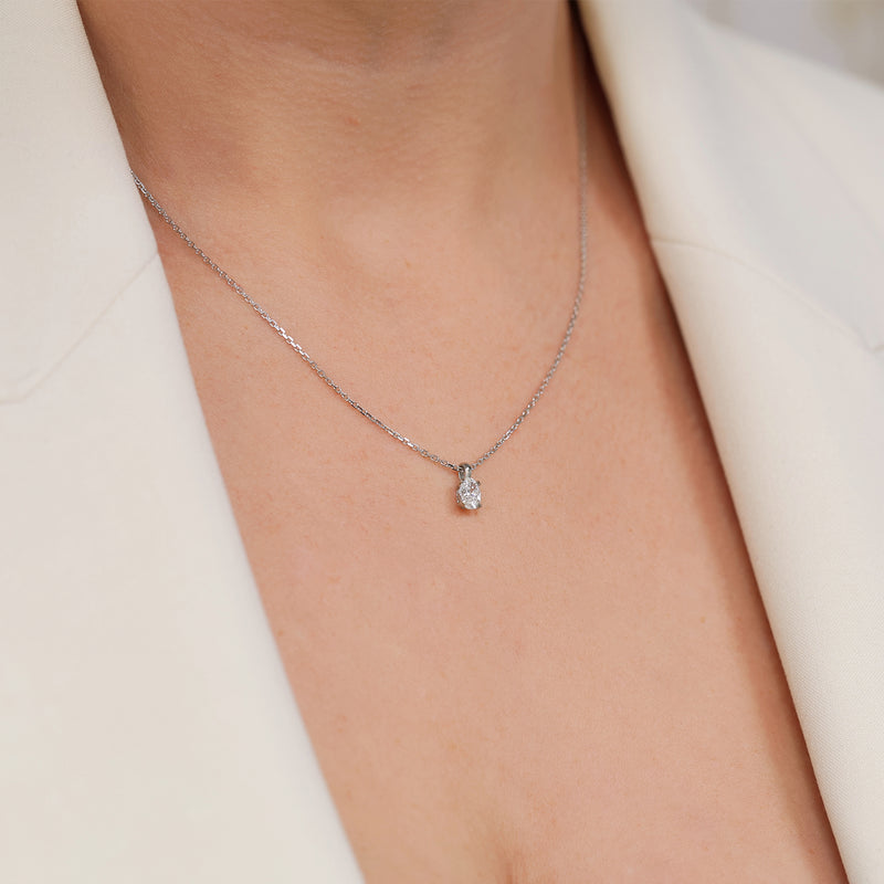 Berry's Platinum Oval Cut Diamond Single Stone Pendant - Berry's Jewellers