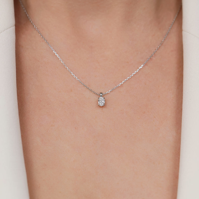 Berry's Platinum Oval Cut Diamond Single Stone Pendant - Berry's Jewellers