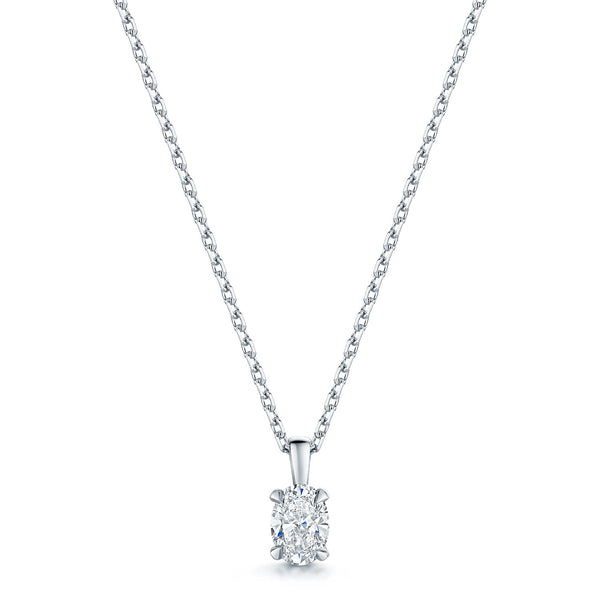 Berry's Platinum Oval Cut Diamond Single Stone Pendant - Berry's Jewellers